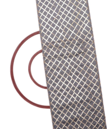 steal grey checks pattern gotta raw silk fabric